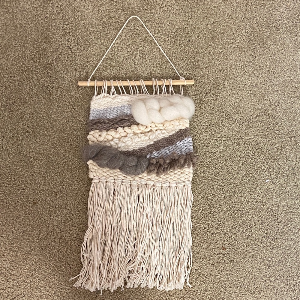 Handcrafted Woven Wall Hanging - Cream and Gray
